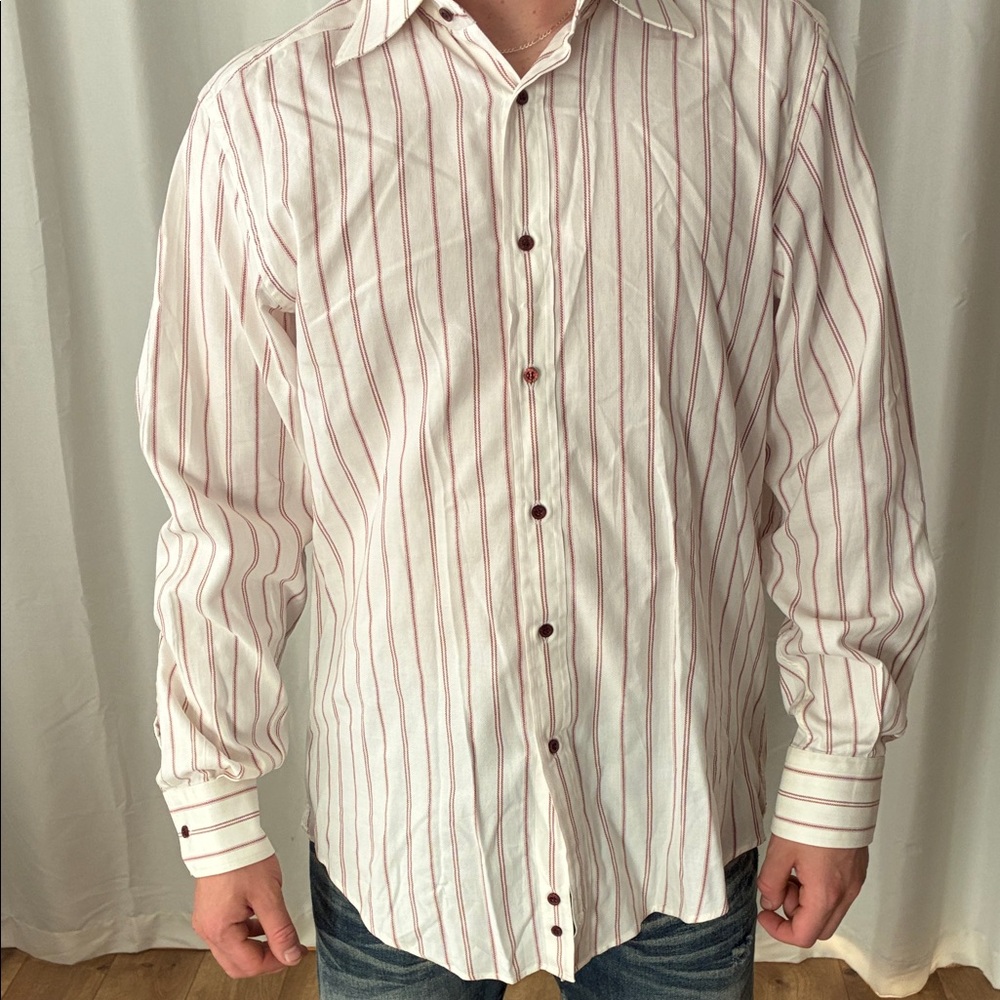 Gucci Men's White Shirt with Red Stripes